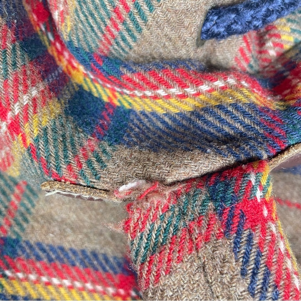 VINTAGE 90s GAP Mt. Whistler Brown Tartan Plaid Drawstring Wool Bucket Backpack - Picture 16 of 16